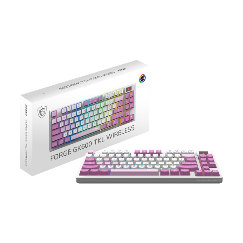 TECLADO MSI (FORGE GK600 TKL W VIOLET US) MECANICO INALAMBRICO,RGB, VIOLETA, COMPACTO 65 image 5
